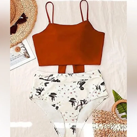 Women Cross Wrap Halter Bikini Set High Waisted Push Up Two Piece Swimsuits L - Picture 1 of 4